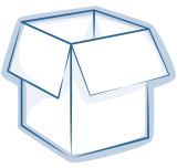 Blaue Illustration eines Pappkartons